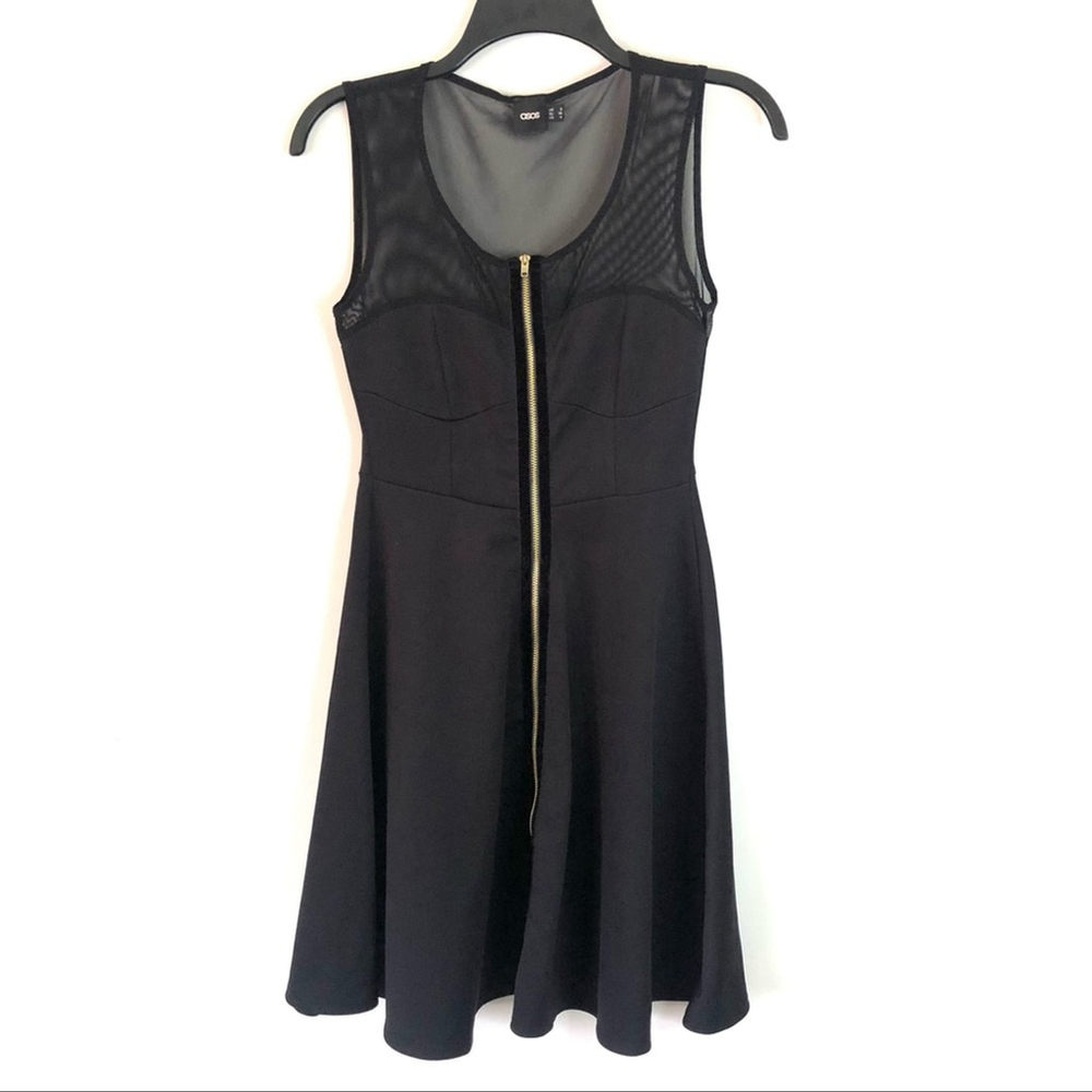 ASOS Illusion Sweetheart Mesh Corset Fit & Flare Little Black Dress Goth Size 4